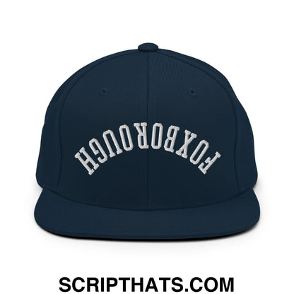 Upside Down Foxborough Embroidered Flat Bill Brim Snapback Hat Dark Navy