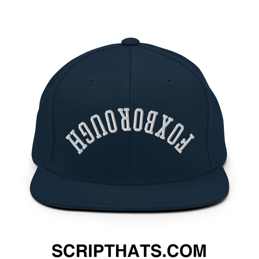 Upside Down Foxborough Embroidered Flat Bill Brim Snapback Hat Dark Navy