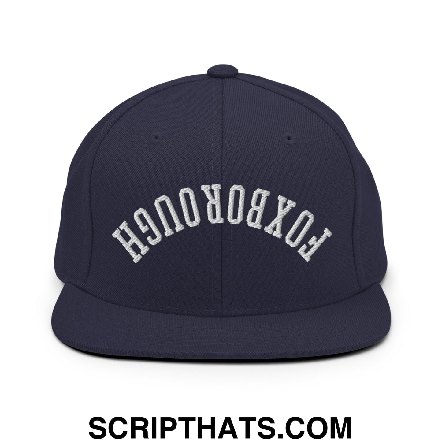 Upside Down Foxborough Embroidered Flat Bill Brim Snapback Hat Navy