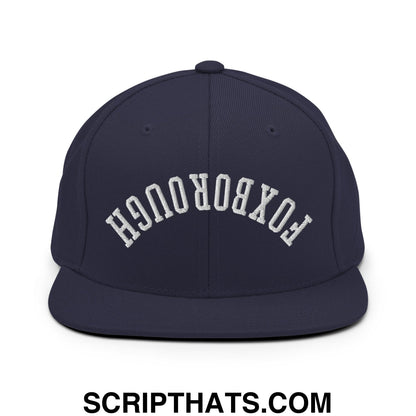 Upside Down Foxborough Embroidered Flat Bill Brim Snapback Hat Navy