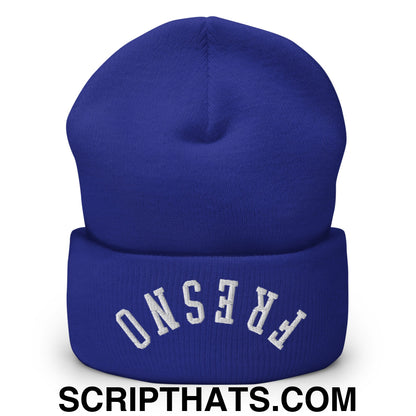 Upside Down Fresno Embroidered Cuffed Knit Beanie Royal