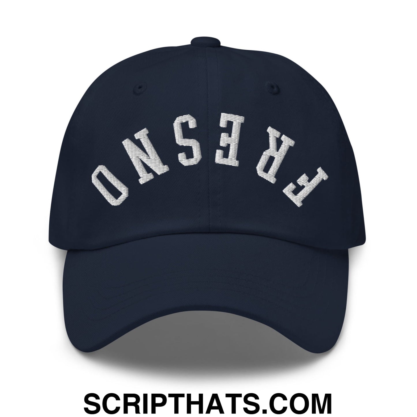 Upside Down Fresno Embroidered Unstructured Dad Hat Navy