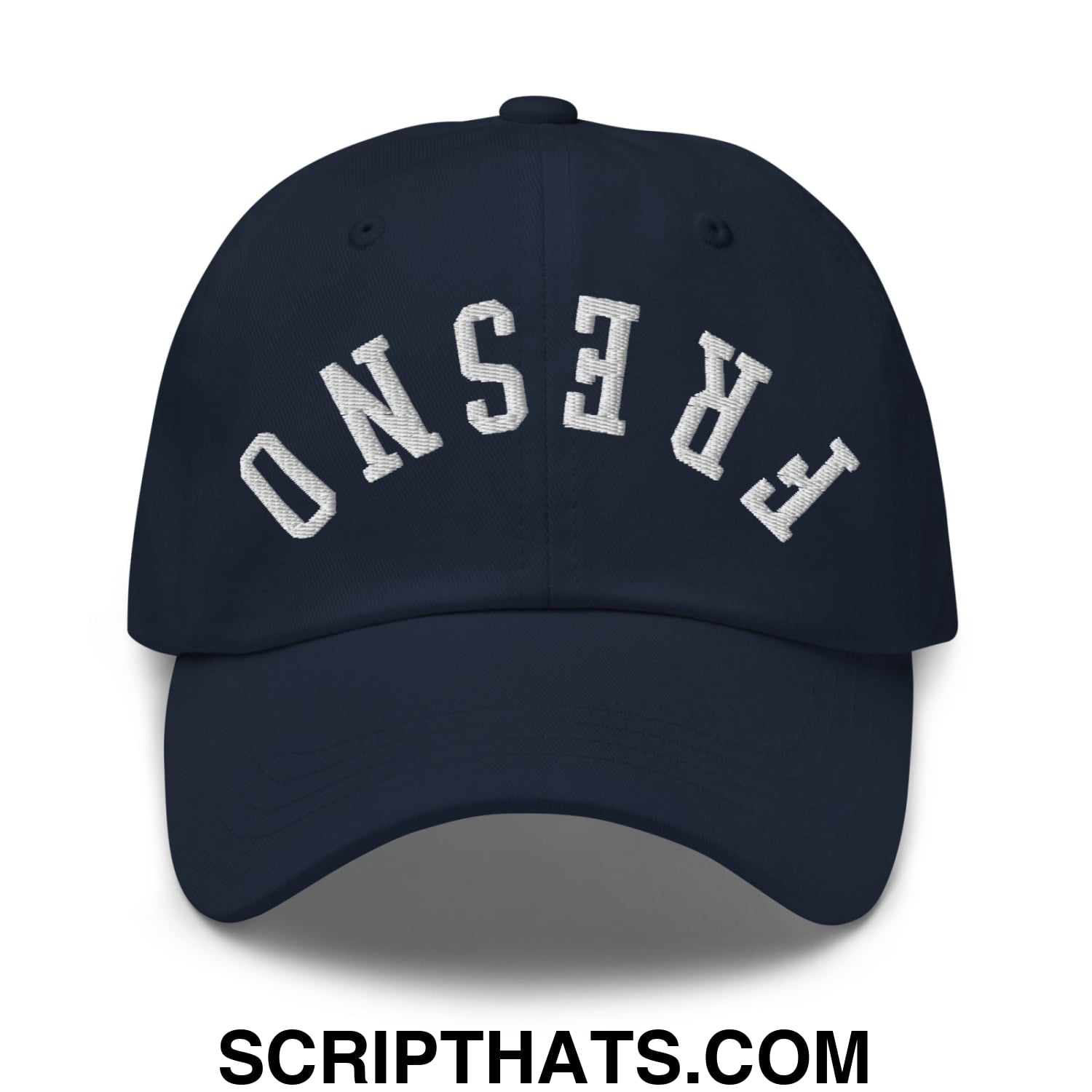 Upside Down Fresno Embroidered Unstructured Dad Hat Navy