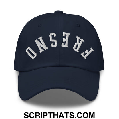 Upside Down Fresno Embroidered Unstructured Dad Hat Navy
