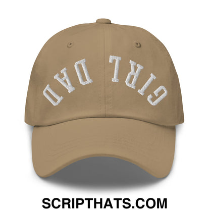 Upside Down Girl Dad Embroidered Unstructured Dad Hat Khaki