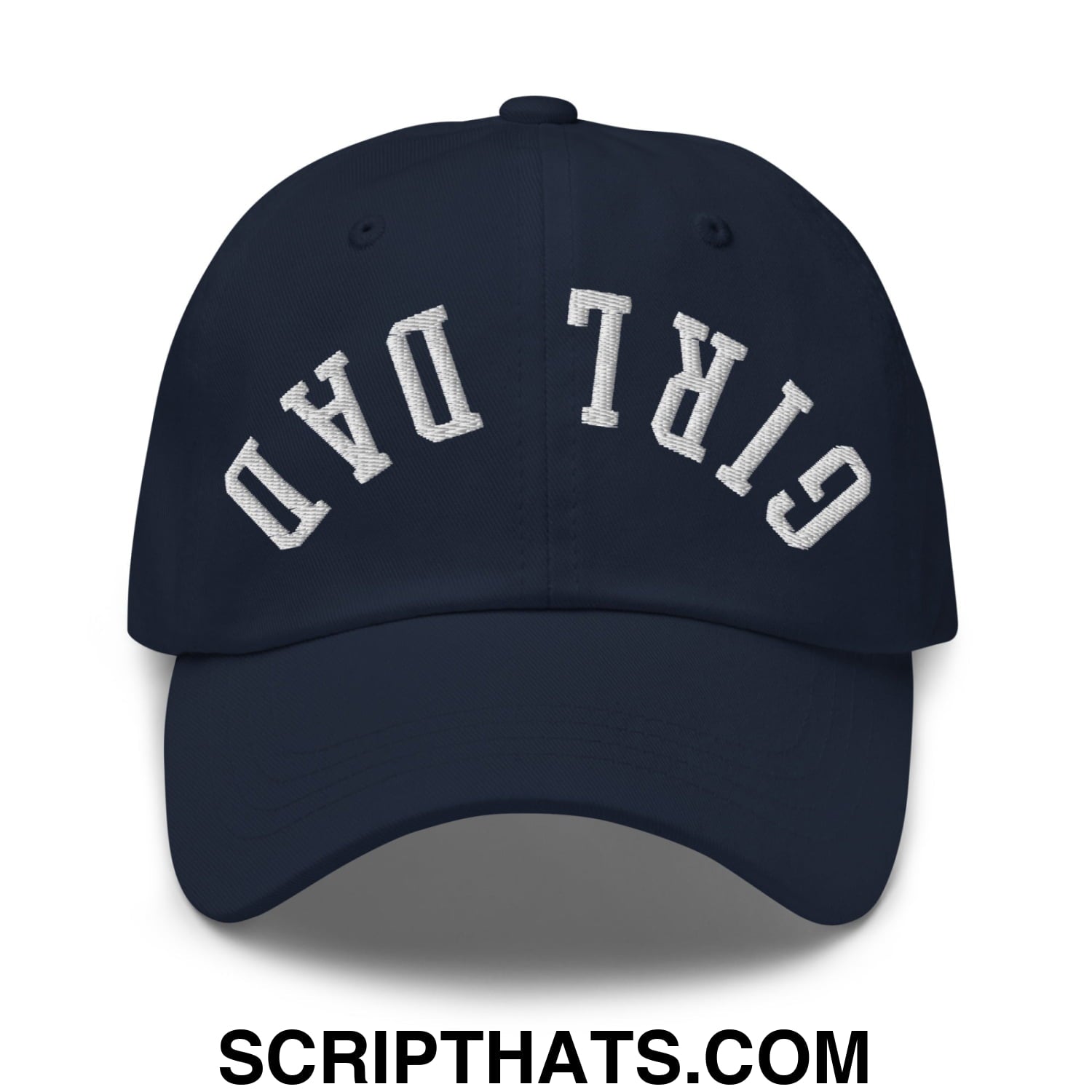 Upside Down Girl Dad Embroidered Unstructured Dad Hat Navy