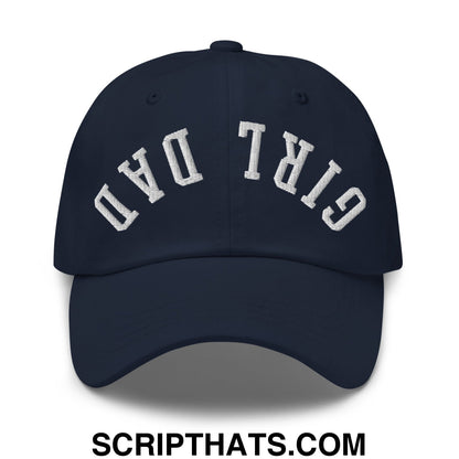 Upside Down Girl Dad Embroidered Unstructured Dad Hat Navy