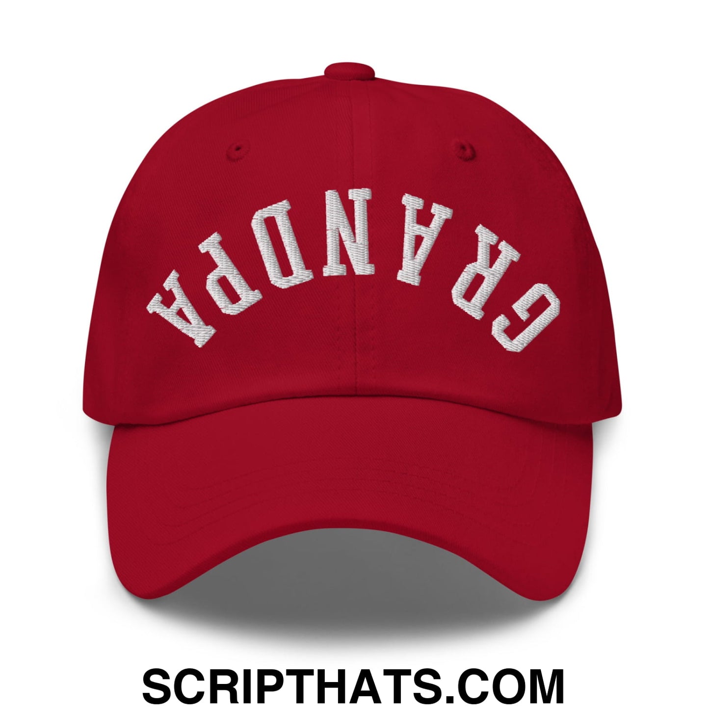 Upside Down Grandpa Embroidered Unstructured Dad Hat Cranberry