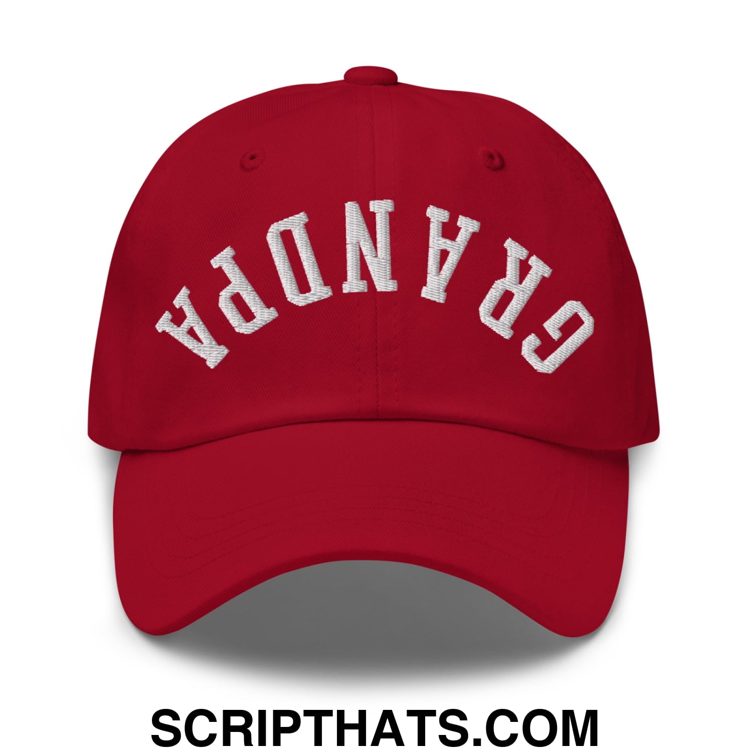 Upside Down Grandpa Embroidered Unstructured Dad Hat Cranberry