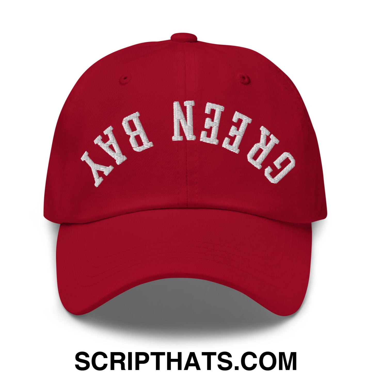 Upside Down Green Bay Embroidered Unstructured Dad Hat Cranberry