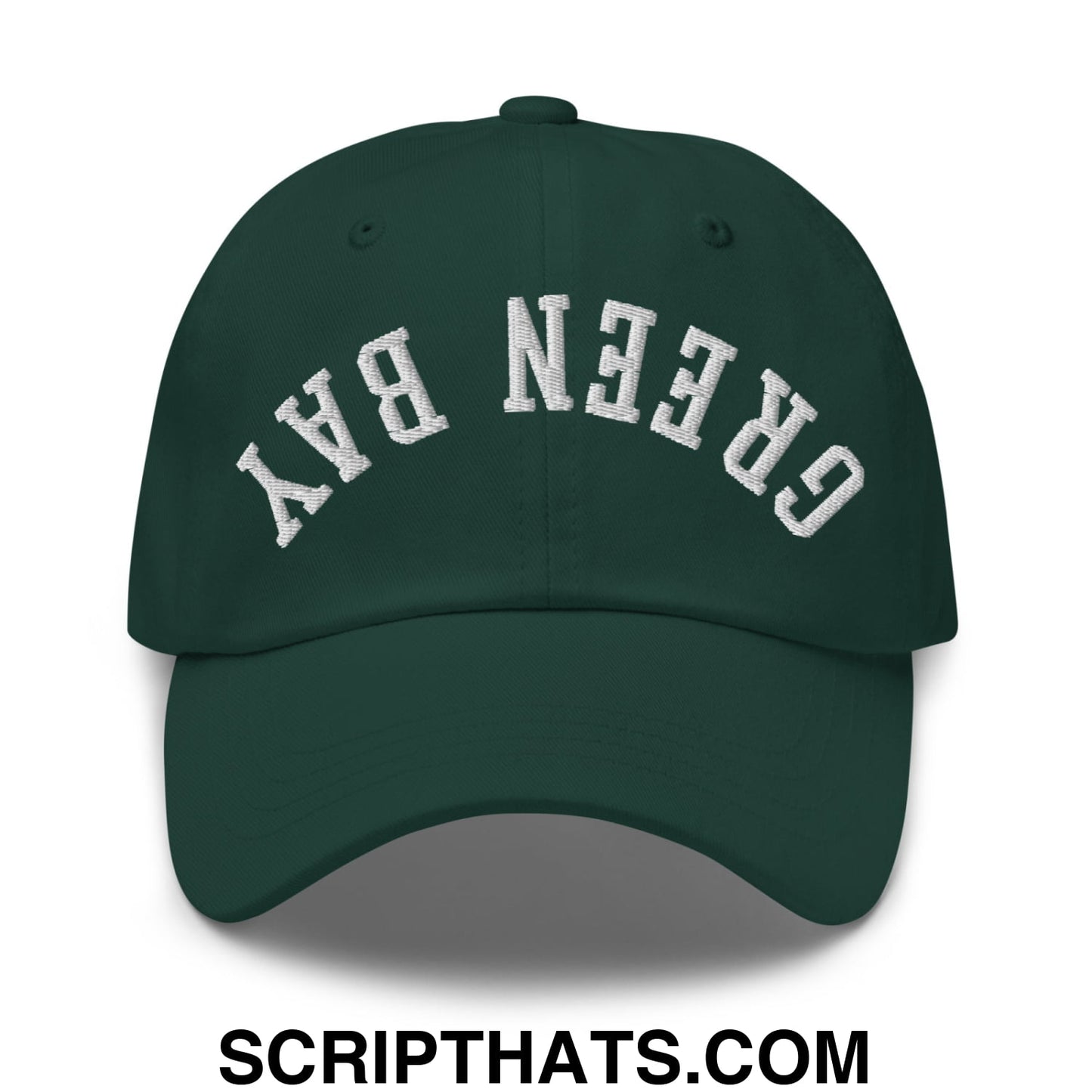 Upside Down Green Bay Embroidered Unstructured Dad Hat Spruce