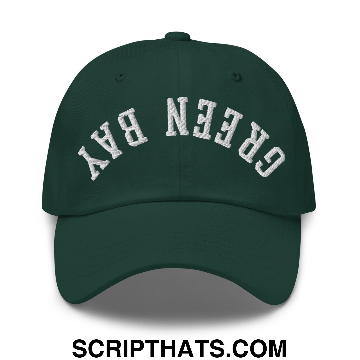 Upside Down Green Bay Embroidered Unstructured Dad Hat Spruce