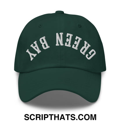 Upside Down Green Bay Embroidered Unstructured Dad Hat Spruce
