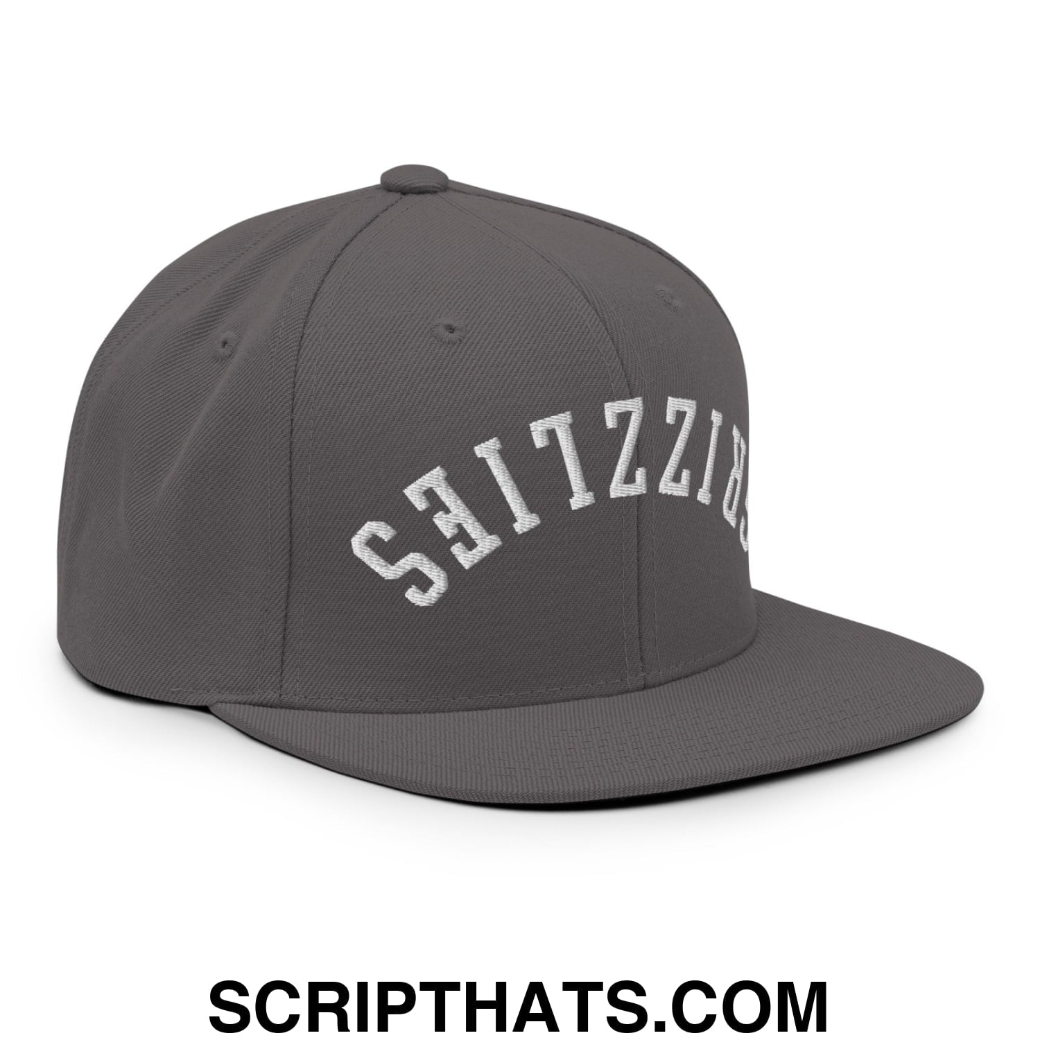 Upside Down Grizzlies Embroidered Flat Bill Brim Snapback Hat Dark Grey
