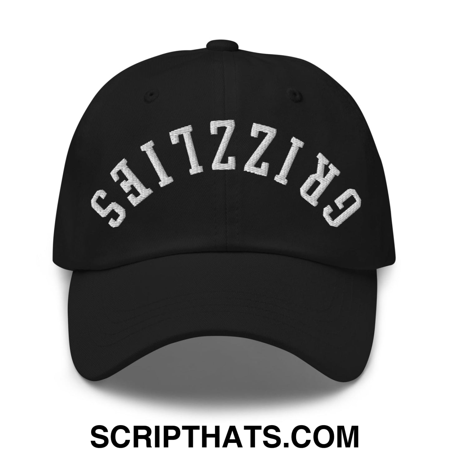 Upside Down Grizzlies Embroidered Unstructured Dad Hat Black
