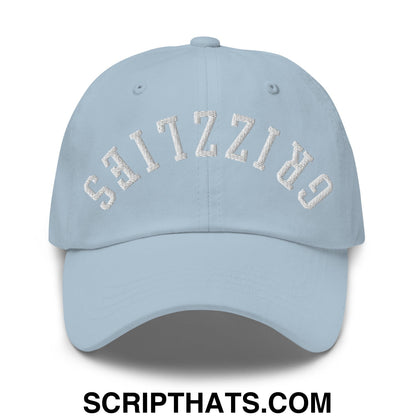 Upside Down Grizzlies Embroidered Unstructured Dad Hat Light Blue