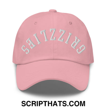Upside Down Grizzlies Embroidered Unstructured Dad Hat Pink