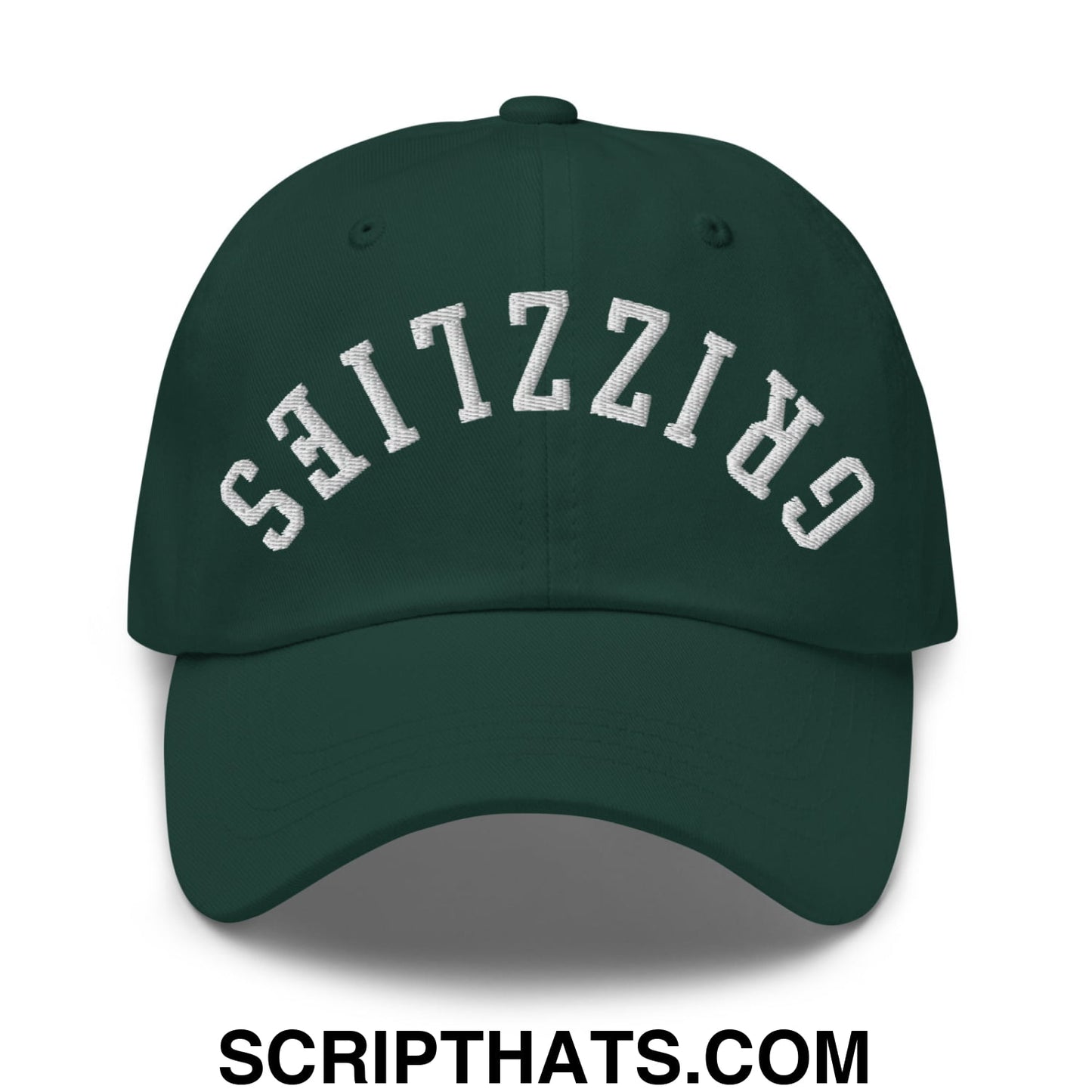Upside Down Grizzlies Embroidered Unstructured Dad Hat Spruce