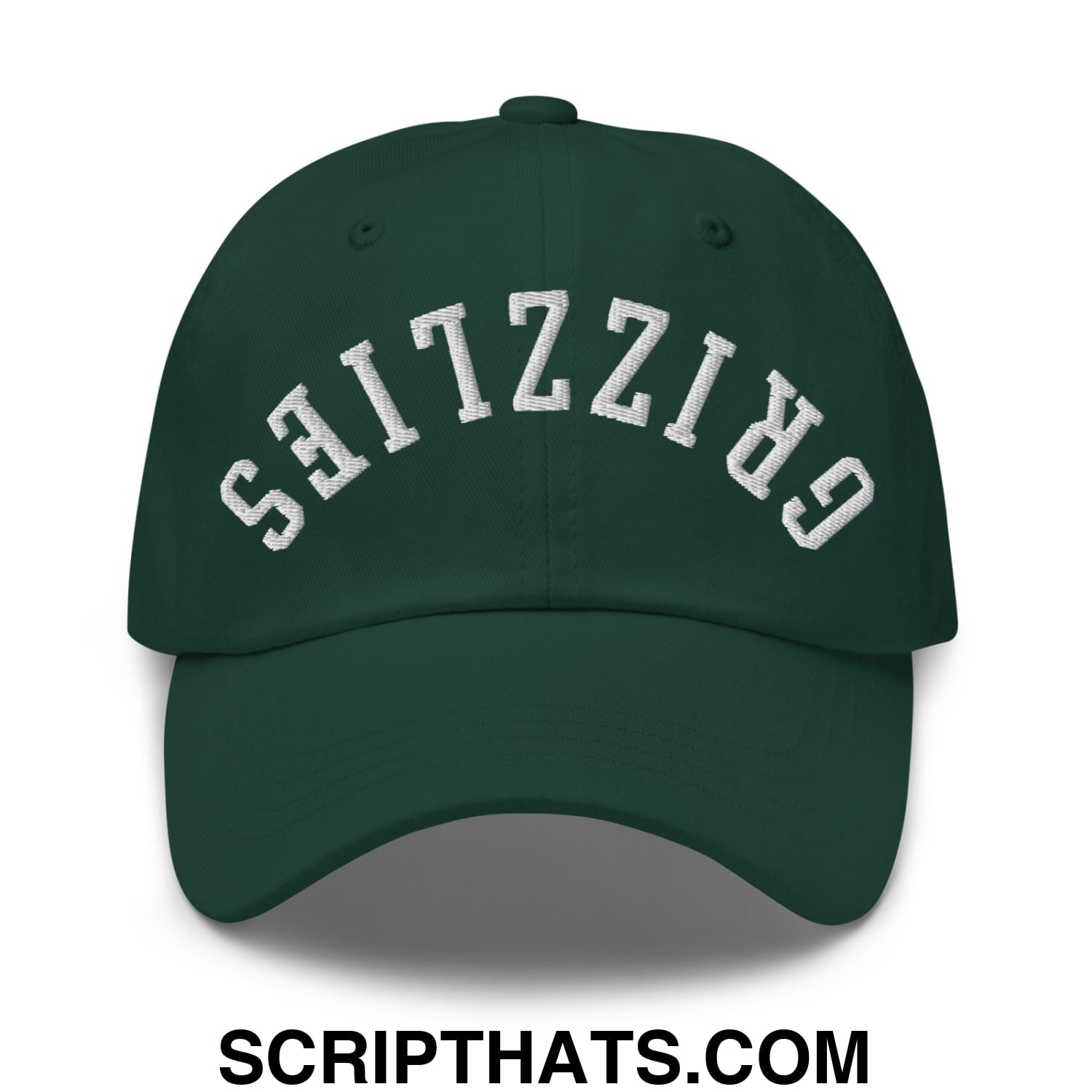 Upside Down Grizzlies Embroidered Unstructured Dad Hat Spruce