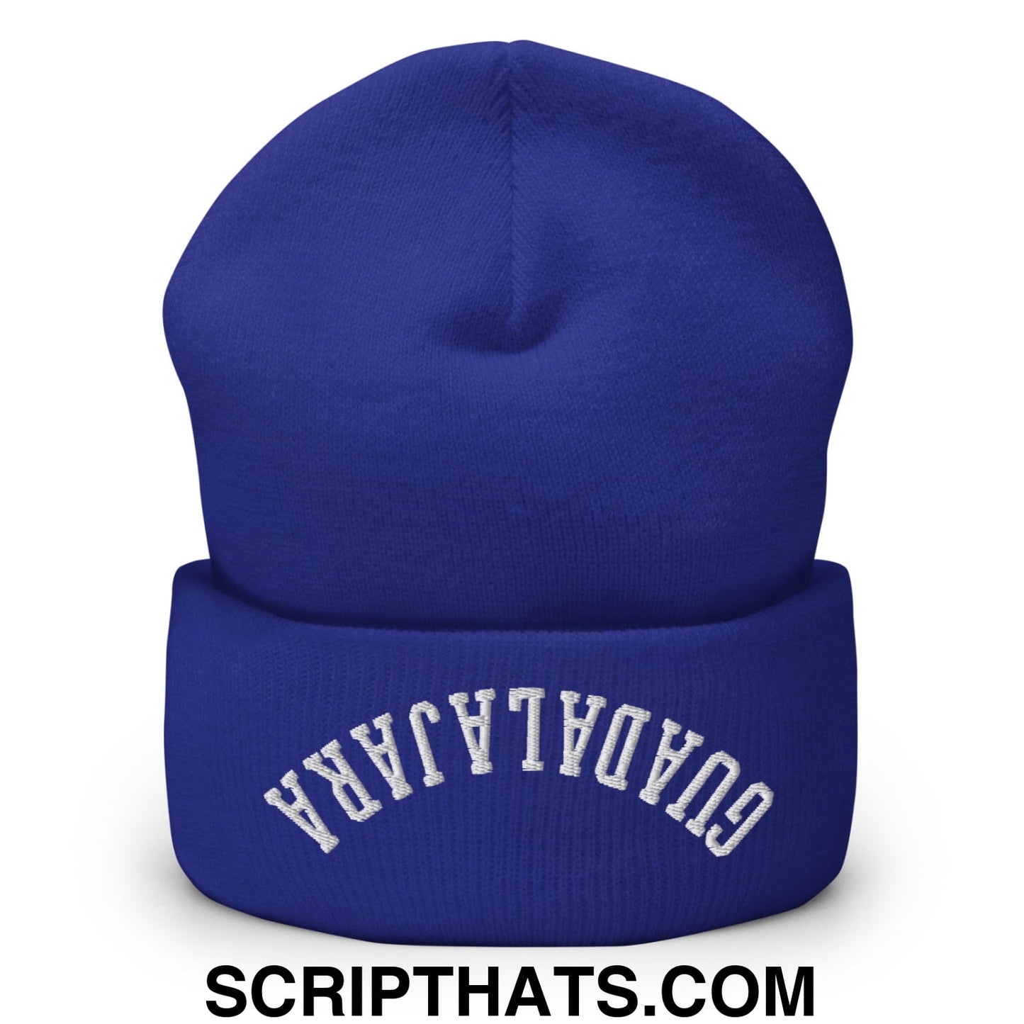 Upside Down Guadalajara Embroidered Cuffed Knit Beanie Royal