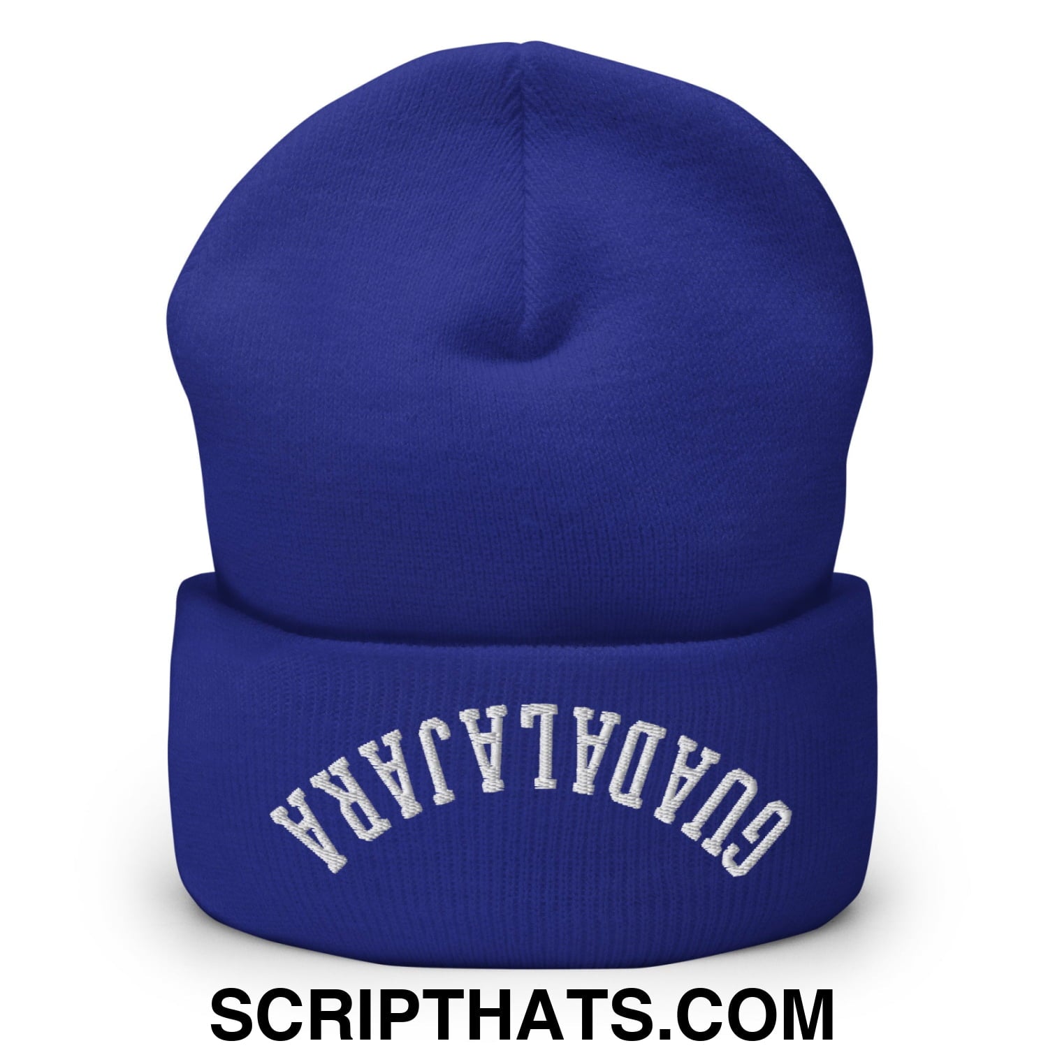 Upside Down Guadalajara Embroidered Cuffed Knit Beanie Royal