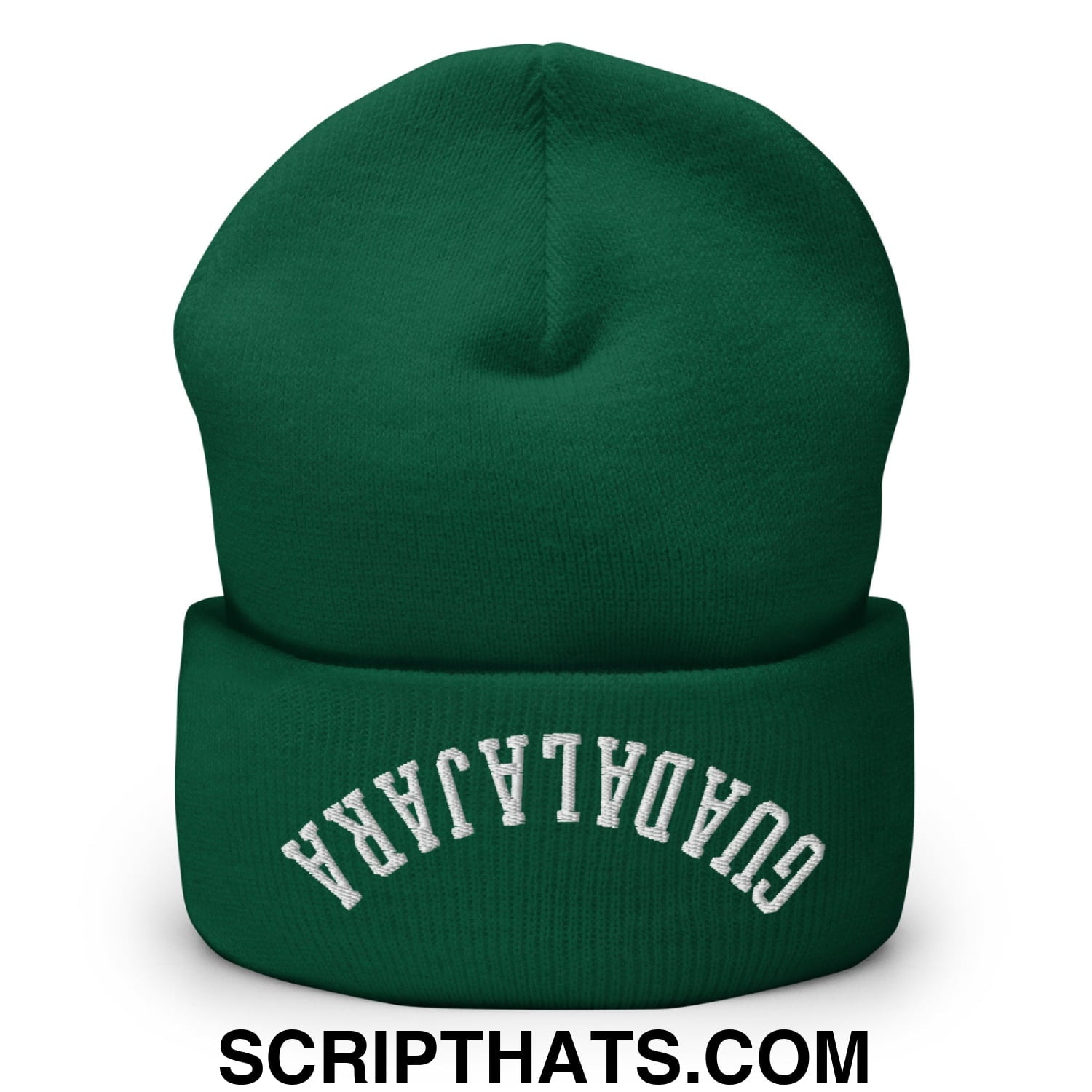 Upside Down Guadalajara Embroidered Cuffed Knit Beanie Spruce