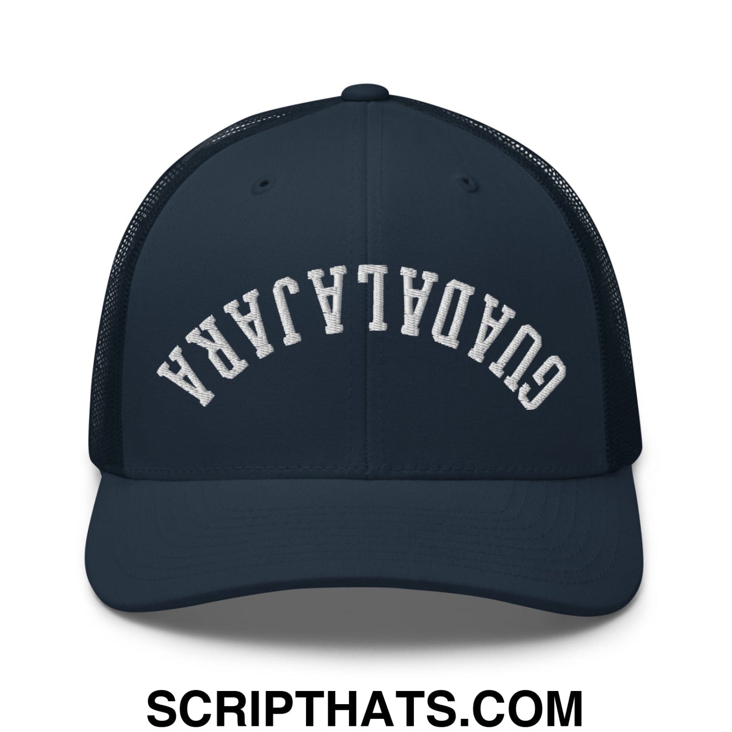 Upside Down Guadalajara Embroidered Mesh Trucker Hat Navy