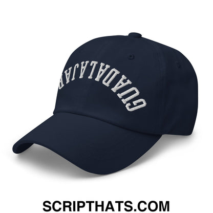 Upside Down Guadalajara Embroidered Unstructured Dad Hat Navy
