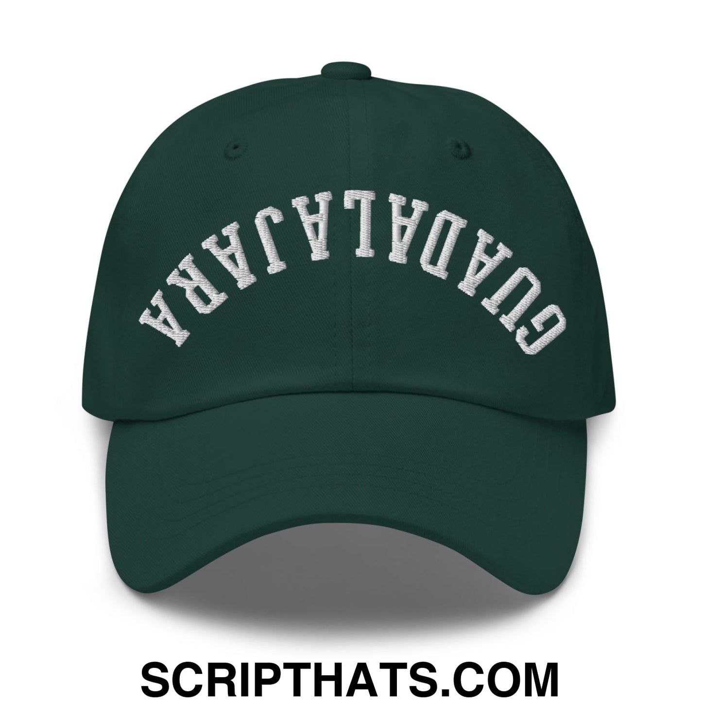 Upside Down Guadalajara Embroidered Unstructured Dad Hat Spruce