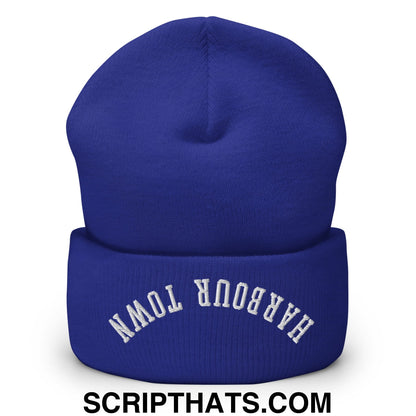 Upside Down Harbour Town Embroidered Cuffed Knit Beanie Royal
