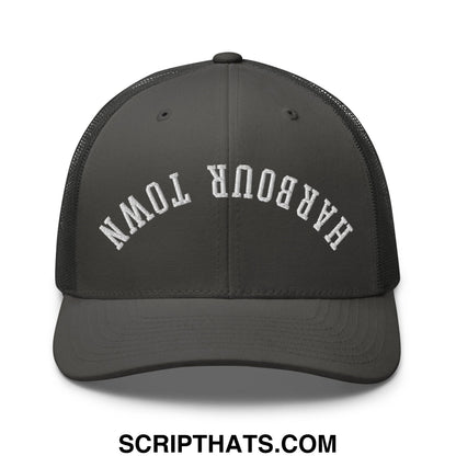 Upside Down Harbour Town Embroidered Mesh Trucker Hat Charcoal