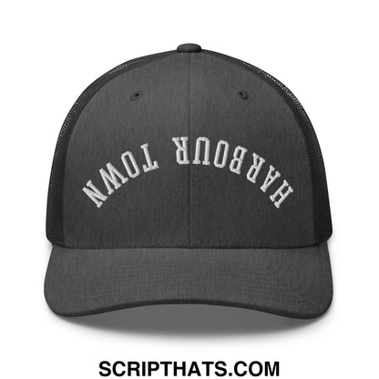 Upside Down Harbour Town Embroidered Mesh Trucker Hat Dark Heather Gray