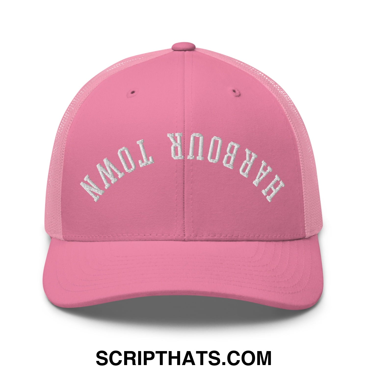 Upside Down Harbour Town Embroidered Mesh Trucker Hat Pink