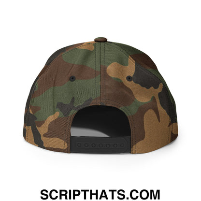 Upside Down Hawaii Embroidered Flat Bill Brim Snapback Hat Green Camo