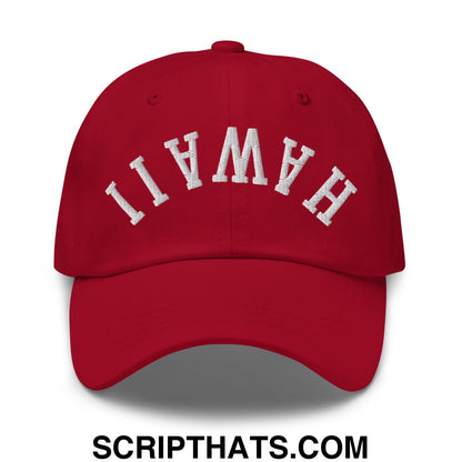 Upside Down Hawaii Florida Embroidered Unstructured Dad Hat Cranberry