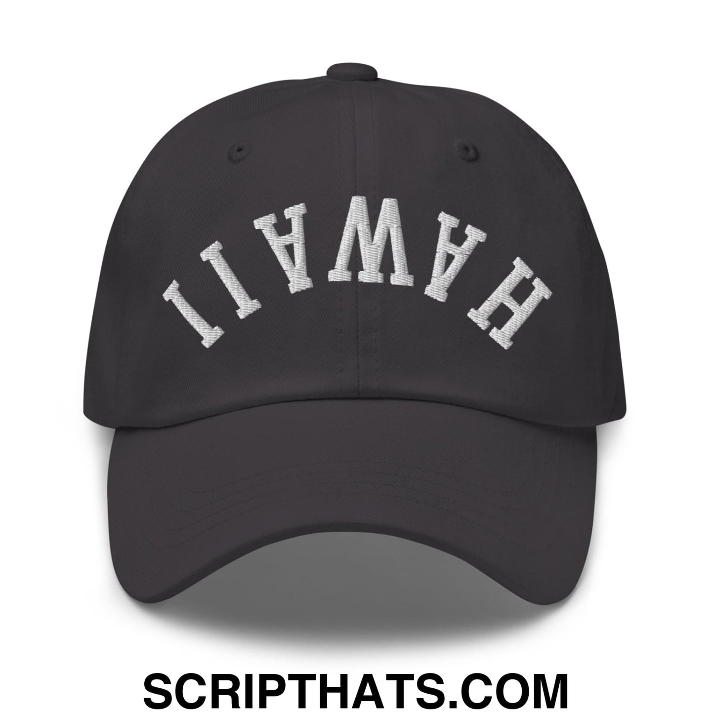 Upside Down Hawaii Florida Embroidered Unstructured Dad Hat Dark Grey