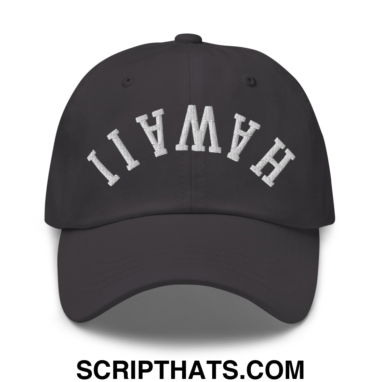 Upside Down Hawaii Florida Embroidered Unstructured Dad Hat Dark Grey