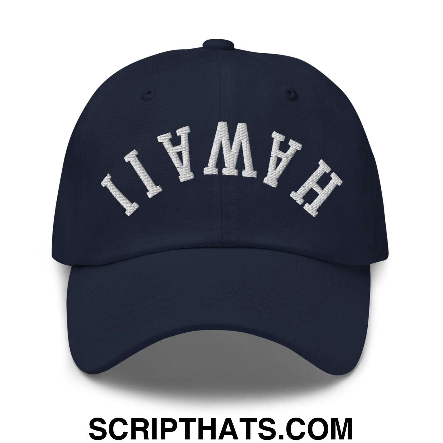Upside Down Hawaii Florida Embroidered Unstructured Dad Hat Navy