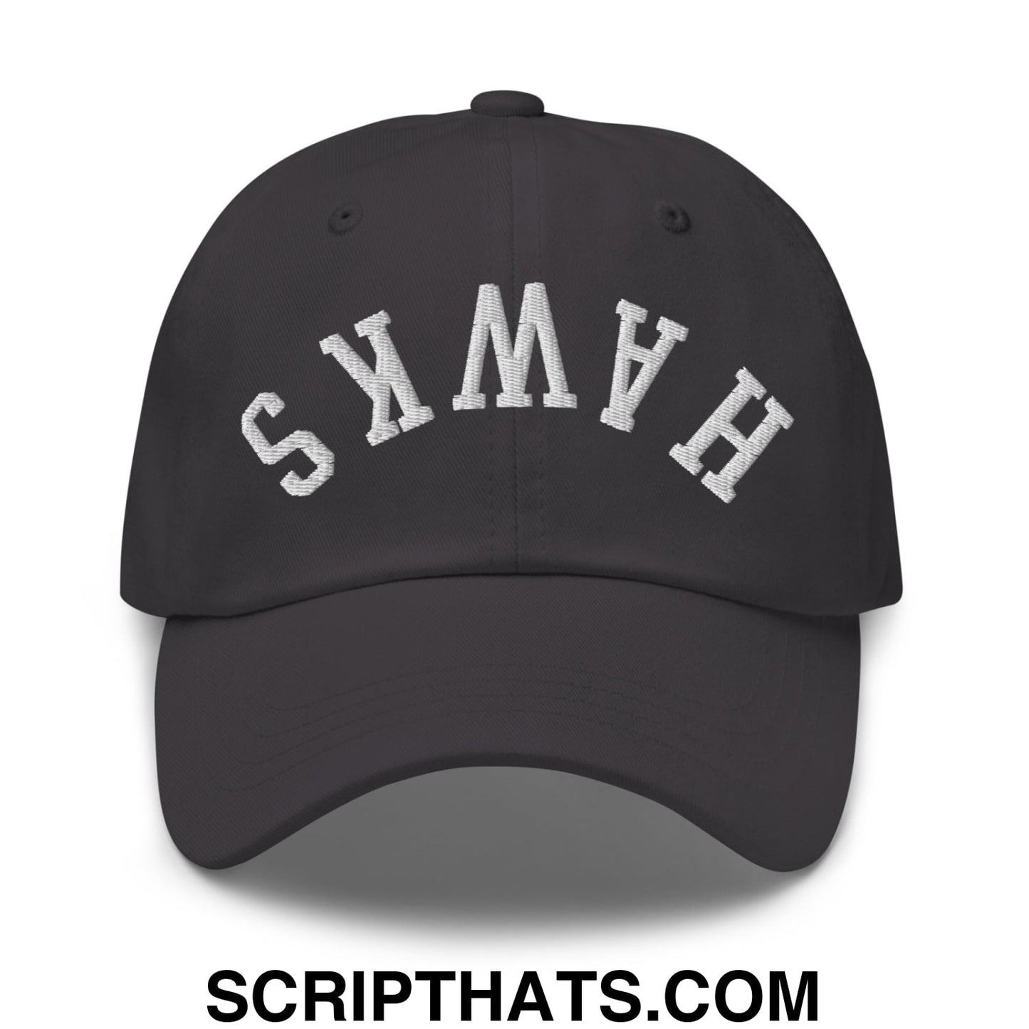 Upside Down Hawks Embroidered Unstructured Dad Hat Dark Grey