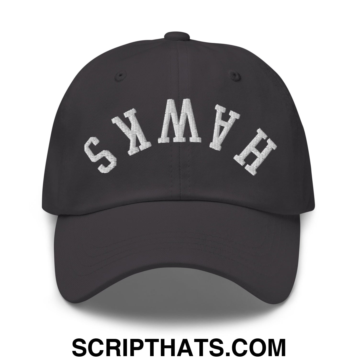 Upside Down Hawks Embroidered Unstructured Dad Hat Dark Grey