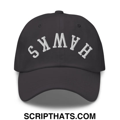 Upside Down Hawks Embroidered Unstructured Dad Hat Dark Grey