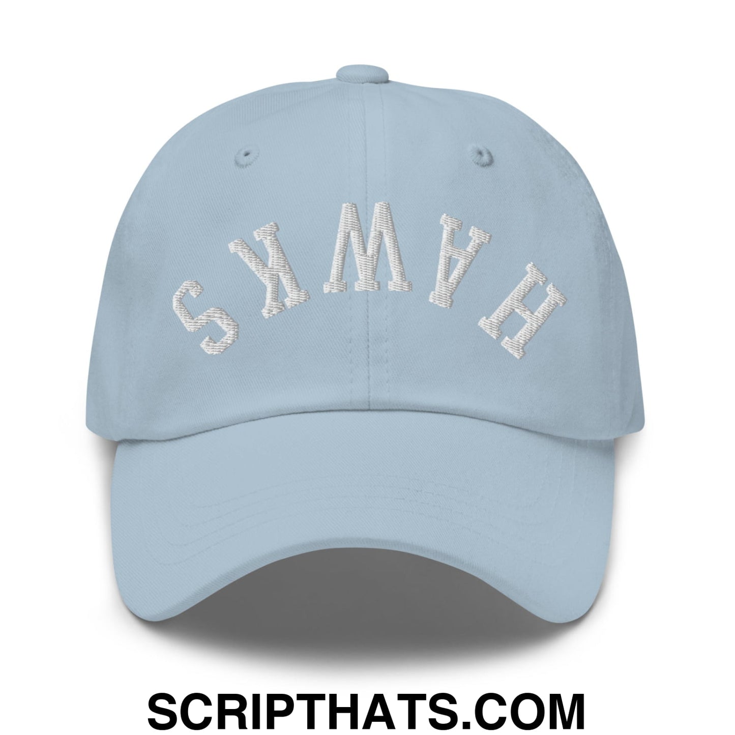 Upside Down Hawks Embroidered Unstructured Dad Hat Light Blue