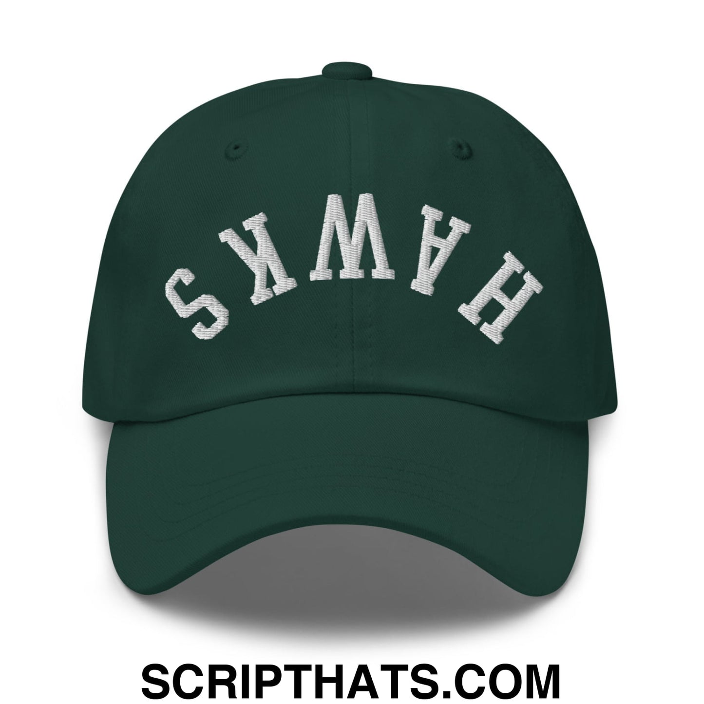 Upside Down Hawks Embroidered Unstructured Dad Hat Spruce