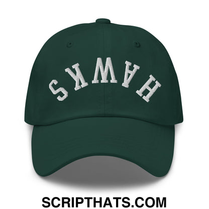 Upside Down Hawks Embroidered Unstructured Dad Hat Spruce