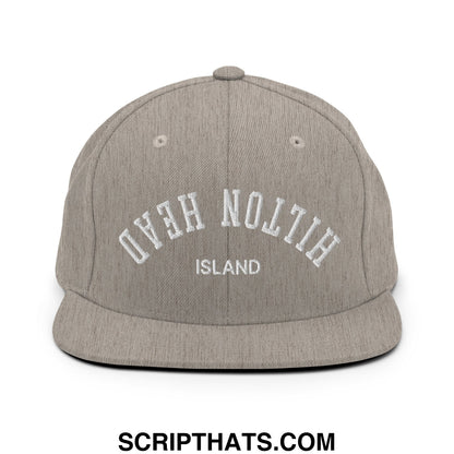 Upside Down Hilton Head Island Embroidered Flat Bill Brim Snapback Hat Heather Grey