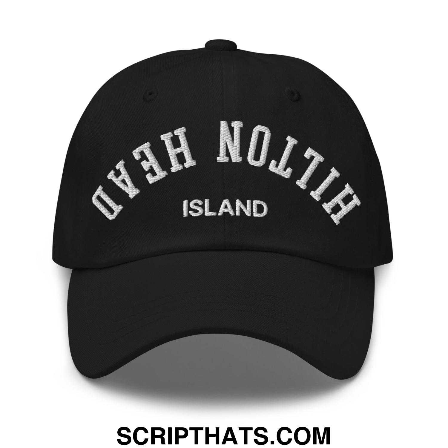 Upside Down Hilton Head Island Embroidered Unstructured Dad Hat Black