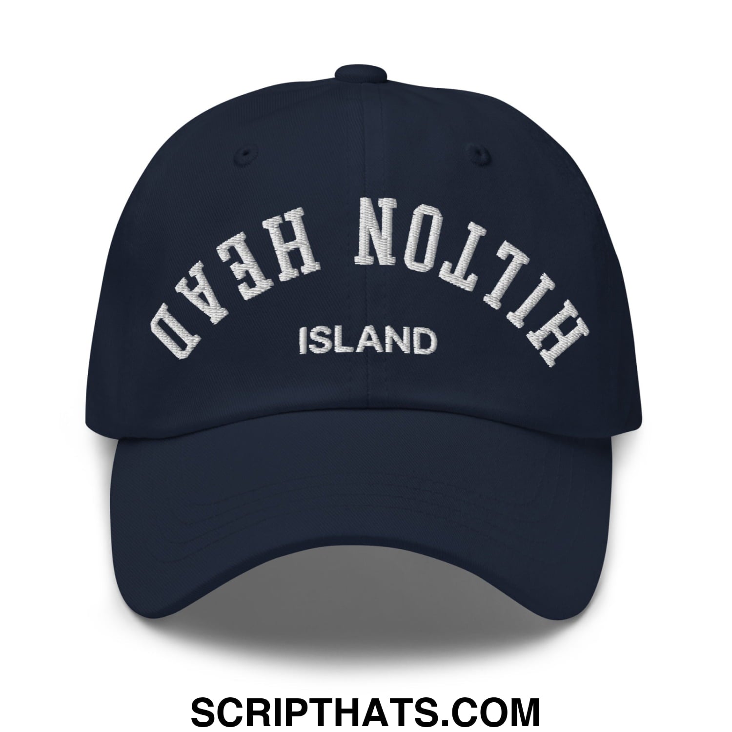 Upside Down Hilton Head Island Embroidered Unstructured Dad Hat Navy