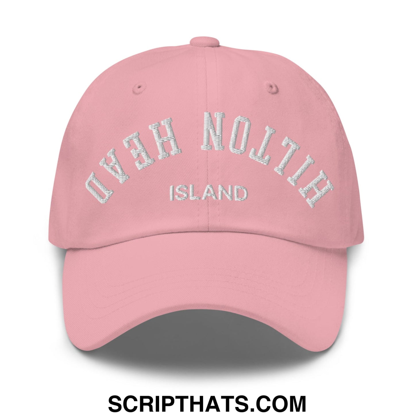 Upside Down Hilton Head Island Embroidered Unstructured Dad Hat Pink