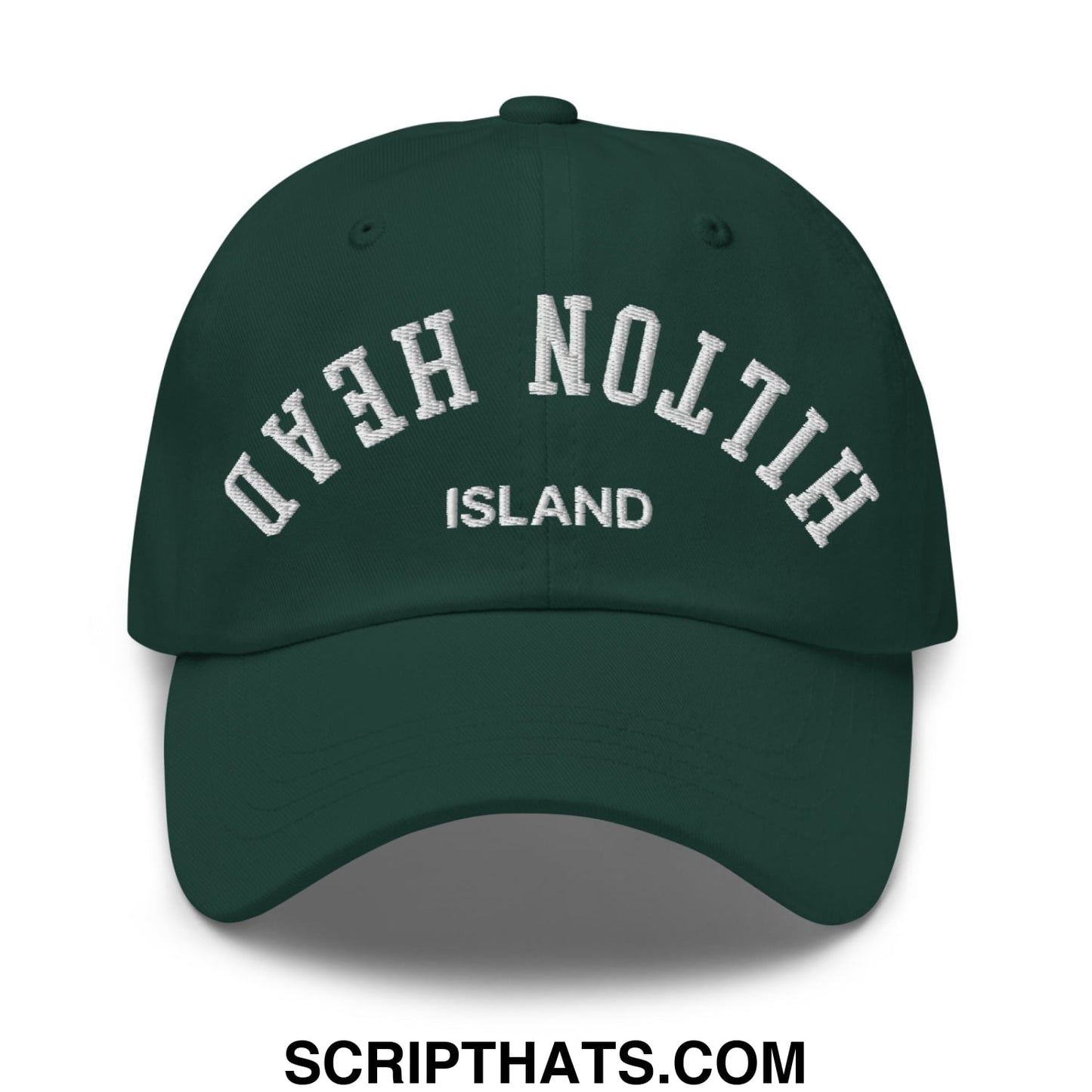 Upside Down Hilton Head Island Embroidered Unstructured Dad Hat Spruce
