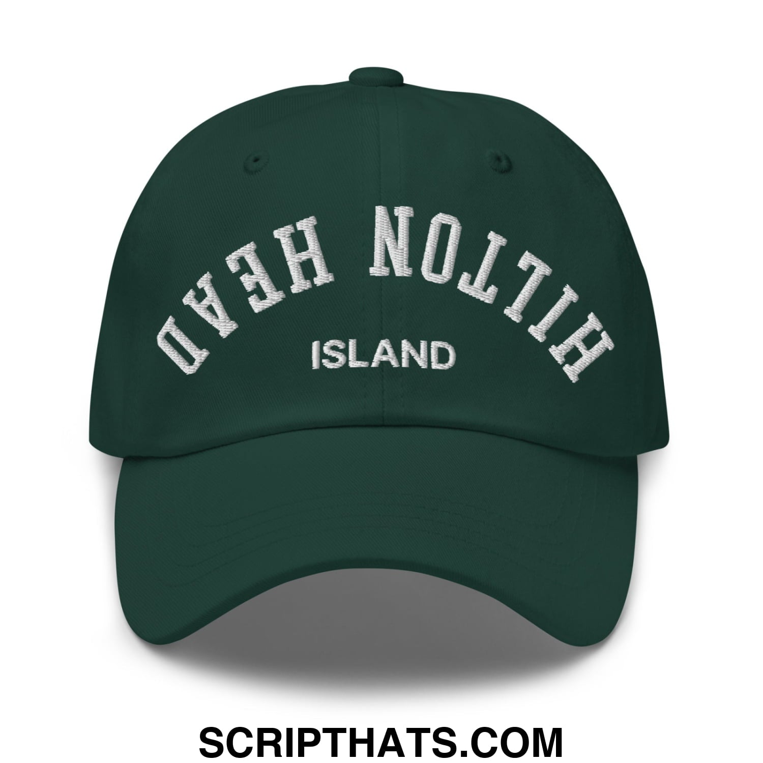 Upside Down Hilton Head Island Embroidered Unstructured Dad Hat Spruce